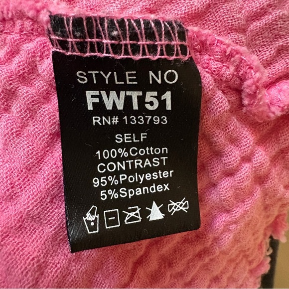 POL Pink Raw Hem Henley Button Front Distressed Gauze Top Size S - Picture 4 of 4